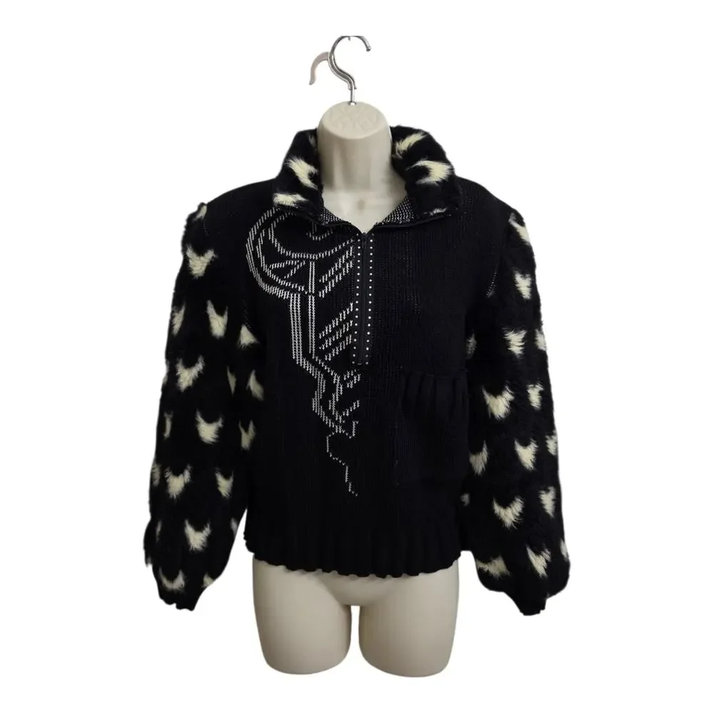 Vintage Chaumière aux Tricots Paris Sz S Sweater Wool Blend Graphic Avant-garde